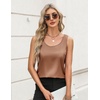Zeagoo Silk Satin Tank Tops for Women Scoop Neck Sleeveless Camisole Tops(Light Brown)