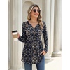 Zeagoo Women Blouses Long Sleeve Top Boho Henley Vneck Pleated Fall Tunic(Mz869)
