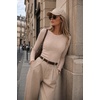 Zeagoo Women Long Sleeve Shirts Ribbed Slim Fit Tops Crewneck Basic Tee(Beige+brown+light Brown)
