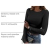 Zeagoo Women Long Sleeve Shirts Ribbed Slim Fit Tops Crewneck Basic Tee(Black)