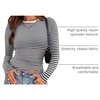 Zeagoo Women Long Sleeve Shirts Ribbed Slim Fit Tops Crewneck Basic Tee(Black Stripe)