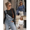 Zeagoo Women Long Sleeve Shirts Ribbed Slim Fit Tops Crewneck Basic Tee(Black+grey+dark Blue)