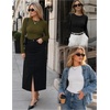 Zeagoo Women Long Sleeve Shirts Ribbed Slim Fit Tops Crewneck Basic Tee(Black+white+army Green)