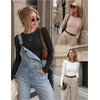 Zeagoo Women Long Sleeve Shirts Ribbed Slim Fit Tops Crewneck Basic Tee(Black+white+beige)