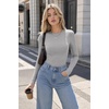 Zeagoo Women Long Sleeve Shirts Ribbed Slim Fit Tops Crewneck Basic Tee(Black+white+grey)