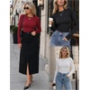 Zeagoo Women Long Sleeve Shirts Ribbed Slim Fit Tops Crewneck Basic Tee(Black+white+wine Red)