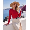 Zeagoo Women Long Sleeve Shirts Ribbed Slim Fit Tops Crewneck Basic Tee(Red)
