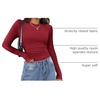 Zeagoo Women Long Sleeve Shirts Ribbed Slim Fit Tops Crewneck Basic Tee(Wine Red)