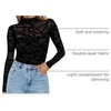 Zeagoo Women’s Mesh Long Sleeve Tops Mock Neck Ruched Sheer Blouse S-2XL(Black Grid)
