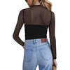 Zeagoo Women’s Mesh Long Sleeve Tops Mock Neck Ruched Sheer Blouse S-2XL(Black Sparkle)
