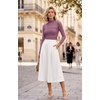 Zeagoo Women’s Mesh Long Sleeve Tops Mock Neck Ruched Sheer Blouse S-2XL(Fuchsia)
