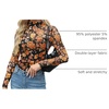 Zeagoo Women’s Mesh Long Sleeve Tops Mock Neck Ruched Sheer Blouse S-2XL(Orange Floral)