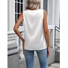 Zeagoo Womens Satin Tank Top Pleated Sleeveless Blouse Dressy Casual Tops(Aa-white)