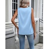 Zeagoo Womens Satin Tank Top Pleated Sleeveless Blouse Dressy Casual Tops(Blue)