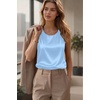 Zeagoo Womens Satin Tank Top Pleated Sleeveless Blouse Dressy Casual Tops(Blue)