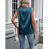 Zeagoo Womens Satin Tank Top Pleated Sleeveless Blouse Dressy Casual Tops(Blue Green)