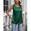 Zeagoo Womens Satin Tank Top Pleated Sleeveless Blouse Dressy Casual Tops(Dark Green)