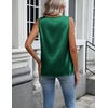 Zeagoo Womens Satin Tank Top Pleated Sleeveless Blouse Dressy Casual Tops(Dark Green)
