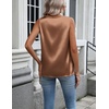 Zeagoo Womens Satin Tank Top Pleated Sleeveless Blouse Dressy Casual Tops(Dark Khaki)