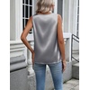 Zeagoo Womens Satin Tank Top Pleated Sleeveless Blouse Dressy Casual Tops(Gray)