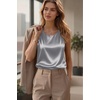 Zeagoo Womens Satin Tank Top Pleated Sleeveless Blouse Dressy Casual Tops(Gray)