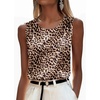 Zeagoo Womens Satin Tank Top Pleated Sleeveless Blouse Dressy Casual Tops(Leopard Print)