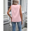 Zeagoo Womens Satin Tank Top Pleated Sleeveless Blouse Dressy Casual Tops(Pink)