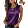 Zeagoo Womens Satin Tank Top Pleated Sleeveless Blouse Dressy Casual Tops(Purple)