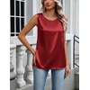 Zeagoo Womens Satin Tank Top Pleated Sleeveless Blouse Dressy Casual Tops(Red)