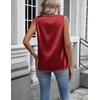 Zeagoo Womens Satin Tank Top Pleated Sleeveless Blouse Dressy Casual Tops(Red)