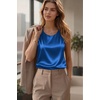 Zeagoo Womens Satin Tank Top Pleated Sleeveless Blouse Dressy Casual Tops(Sky Blue)