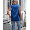 Zeagoo Womens Satin Tank Top Pleated Sleeveless Blouse Dressy Casual Tops(Sky Blue)