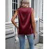 Zeagoo Womens Satin Tank Top Pleated Sleeveless Blouse Dressy Casual Tops(Wine Red)