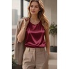 Zeagoo Womens Satin Tank Top Pleated Sleeveless Blouse Dressy Casual Tops(Wine Red)