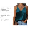 Zeagoo Womens Silk Satin Tank Tops V Neck Sleeveless Blouse Camisole Top(Blue)