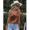 Zeagoo Womens Silk Satin Tank Tops V Neck Sleeveless Blouse Camisole Top(Brown)
