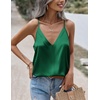 Zeagoo Womens Silk Satin Tank Tops V Neck Sleeveless Blouse Camisole Top(Green)