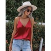 Zeagoo Womens Silk Satin Tank Tops V Neck Sleeveless Blouse Camisole Top(Red)