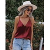 Zeagoo Womens Silk Satin Tank Tops V Neck Sleeveless Blouse Camisole Top(Wine Red)