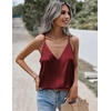 Zeagoo Womens Silk Satin Tank Tops V Neck Sleeveless Blouse Camisole Top(Wine Red)