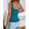 Zeagoo Women’s Square Neck Double Lined Tank Tops Cute Summer Top(Bue Green)