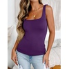 Zeagoo Women’s Square Neck Double Lined Tank Tops Cute Summer Top(Deep Purple)