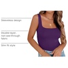 Zeagoo Women’s Square Neck Double Lined Tank Tops Cute Summer Top(Deep Purple)