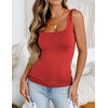 Zeagoo Women’s Square Neck Double Lined Tank Tops Cute Summer Top(Red)