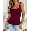 Zeagoo Women’s Square Neck Double Lined Tank Tops Cute Summer Top(Wine Red)