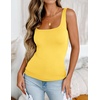 Zeagoo Women’s Square Neck Double Lined Tank Tops Cute Summer Top(Yellow)