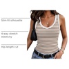 Zeagoo Womens Tank Tops V Neck Ribbed Knit Slim Fit Basic Sleeveless Tops(B-stripe Brown White)