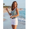 Zeagoo Womens Tank Tops V Neck Ribbed Knit Slim Fit Basic Sleeveless Tops(B-stripe Green White)