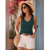 Zeagoo Womens Tank Tops V Neck Ribbed Knit Slim Fit Basic Sleeveless Tops(Deep Green)