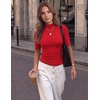 Zeagoo Womens Tops Mock Neck Short Sleeve Slim Basic Summer Fall Basic Tee(Red（loose Fit one Size Smaller for a Fitted Look）)
